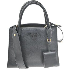 PRADA MILANO 1BA156 2Way Shoulder Hand Bag Saffiano Leather Black 667RL686